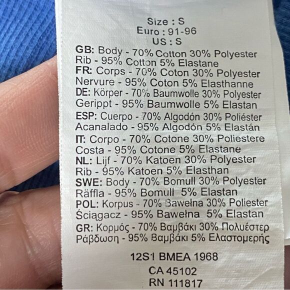 Bench Blue Long Sleeve Front Zip Jacket Size Small - Picture 4 of 12